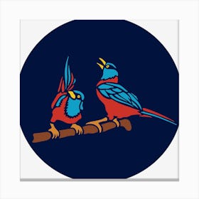 Two Birds On A Branch Canvas Print