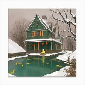 House On The Pond Canvas Print