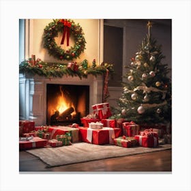 Christmas Tree And Presents 9 Canvas Print