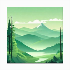 Misty mountains background in green tone 96 Canvas Print