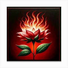 Lotus Flower On Fire Canvas Print