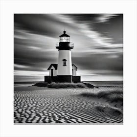 Black And White Lighthouse 6 Canvas Print