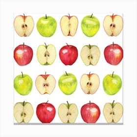 Repeat Pattern Apple Square Canvas Print