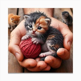 Kittens In Hands 1 Canvas Print