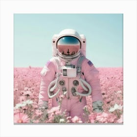 Pink & Floral Astronaut 1 Canvas Print