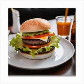 Hamburger On A Plate 73 Canvas Print