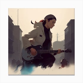 Girl With A Guitar Canvas Print