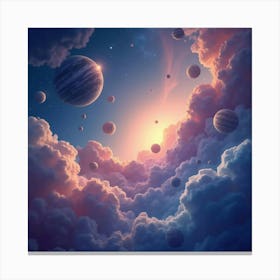 Watercolor Space With Dreamy, Glowing Celestial Forms 1 Canvas Print