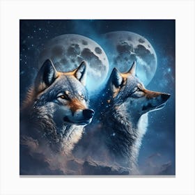 Wolf And Moon Canvas Print