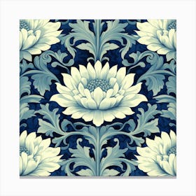 Blue And White Flowers Art Canvas Print