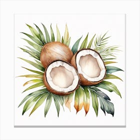 Coconut on Palm leaf 1 Canvas Print