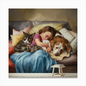 Cat And Dog Canvas Print
