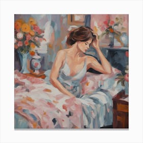 Girl In Bed Boudoir Scene 1 Canvas Print