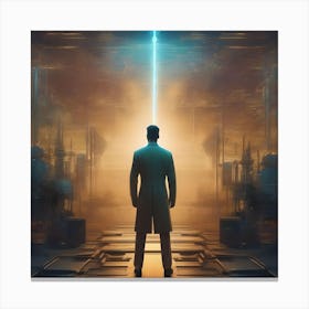 Man Standing In Front Of A Light Canvas Print