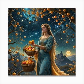 Woman Holding Oranges Canvas Print