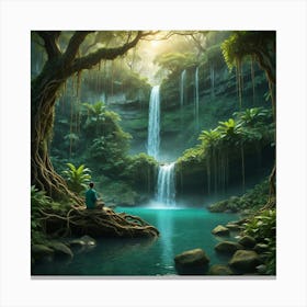 Waterfall In The Forest 15 Canvas Print