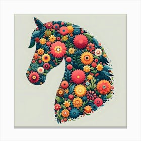 Floral Horse Head Canvas Print