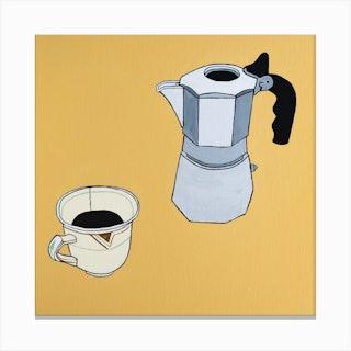 Morning Coffee With Alfred Meakin Square Canvas Print