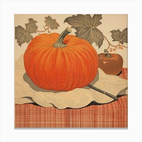 Vintage Pumpkin Illustration Square 4 Canvas Print