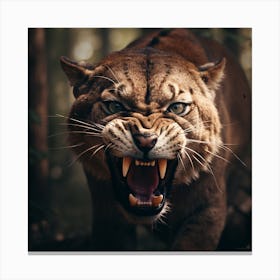 Lion Roaring In The Forest 1 Canvas Print