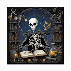 Skeleton In The Library 1 Canvas Print