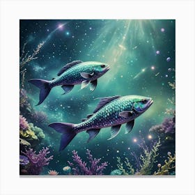 Two Fish Swimming In The Sea 1 Canvas Print