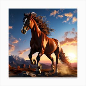 Horse Running In The Sunset Canvas Print