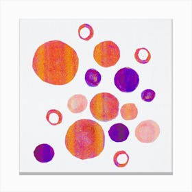 Orange Purple Floral Circles Large Small Canvas Print