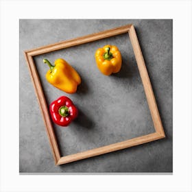 Wooden Frame With Peppers Canvas Print