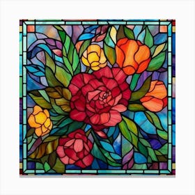 Floral Stained Glass Digital Papers, Stained Glass Window 1 Canvas Print