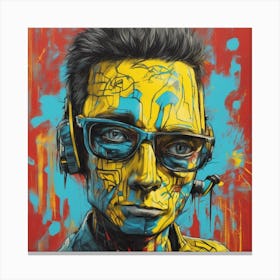 Andy Getty, Pt X, In The Style Of Lowbrow Art, Technopunk, Vibrant Graffiti Art, Stark And Unfiltere (29) Canvas Print