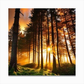 Sunrise In The Forest 25 Canvas Print