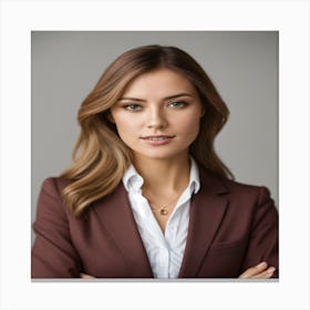 Realistic Photo Of A Businesswoman On A White Back Canvas Print