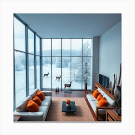 Living Room With Large Windows 3 Canvas Print