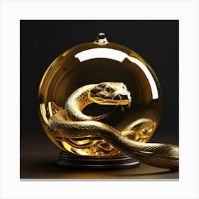 Snake In A Gold Ball 1 Canvas Print