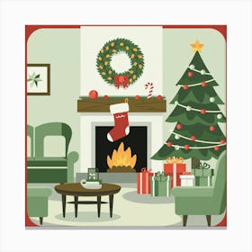 Christmas In The Living Room Canvas Print