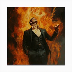 Burning Business Man in Managerial Hell Canvas Print