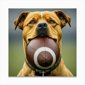 Dog With Football In Mouth Canvas Print