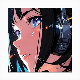 Anime Girl With Headphones Canvas Print