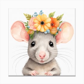 Floral Baby Rat Nursery Illustration (52) Canvas Print