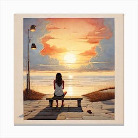 Sunset On The Beach Canvas Print