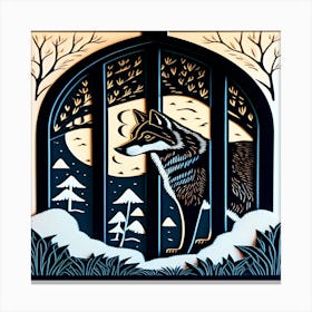 Wolf In A Window Canvas Print