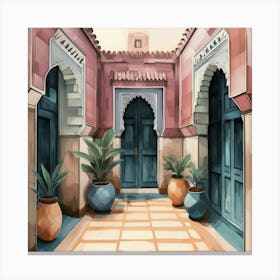 Doorway, Marrakech Impressions, Contemporary Watercolor Canvas Print