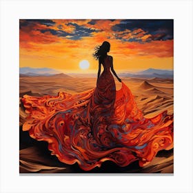 Woman In A Red Dress Canvas Print