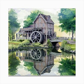 Water Wheel By The Pond Canvas Print