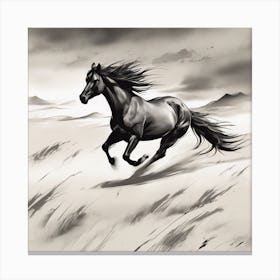 Horse Running In The Desert Canvas Print