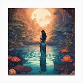 Mermaid In The Water Canvas Print