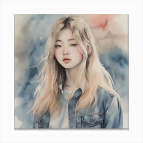 Watercolor Of A Girl 1 Canvas Print
