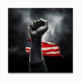 A Clenched Fist Raised In A Striking Gesture Of Protest Embodying Both The Power And Aggression Of Canvas Print