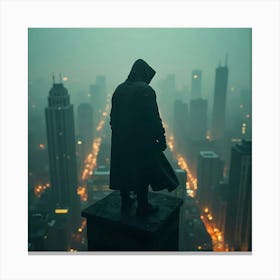 Man On Top Of A Building Canvas Print